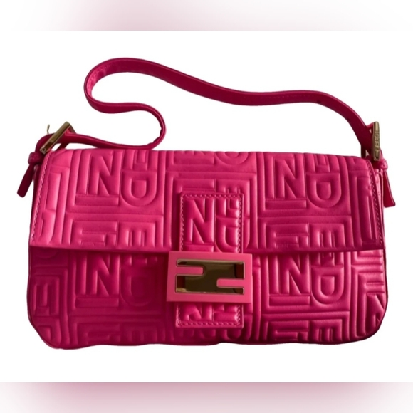 Fendi Pink Fuchsia Leather Baguette - Picture 1 of 16